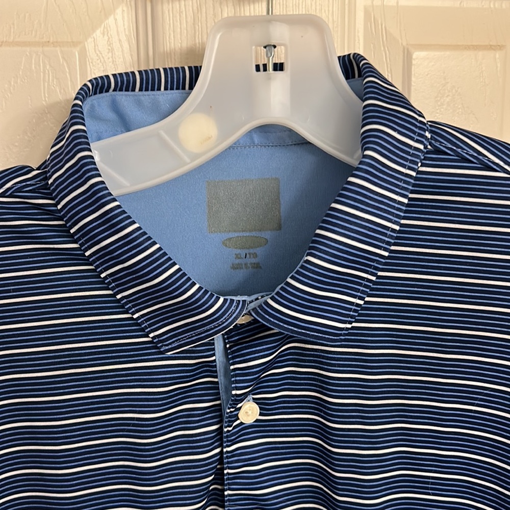 Blue striped golf shirt